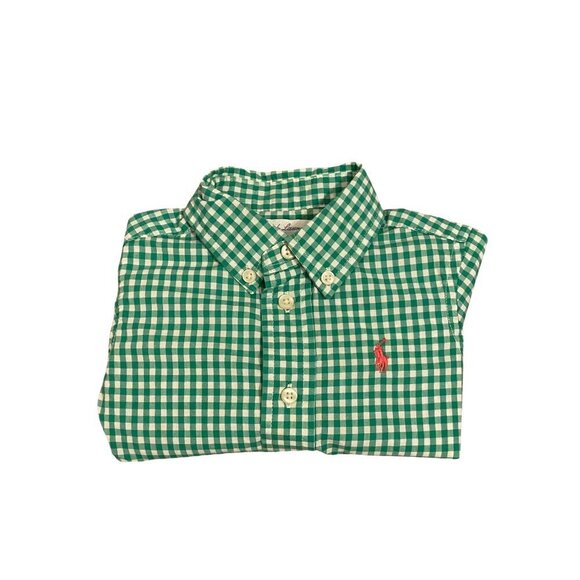 Ralph Lauren Baby Boy's Green Checked Shirt - Size 9 months - Excellent! - Picture 2 of 3